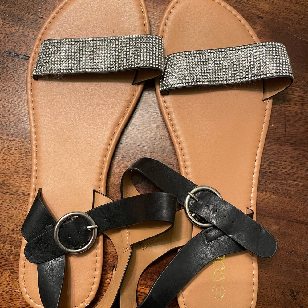Elegant Black and Silver Women's Sandals